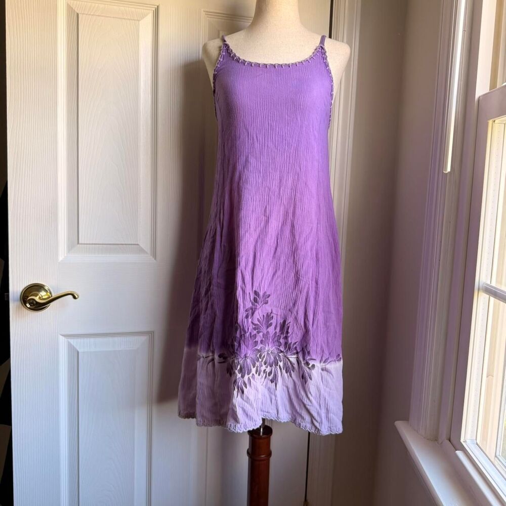 Tiki Palm Sleeveless Purple Sundress Size S